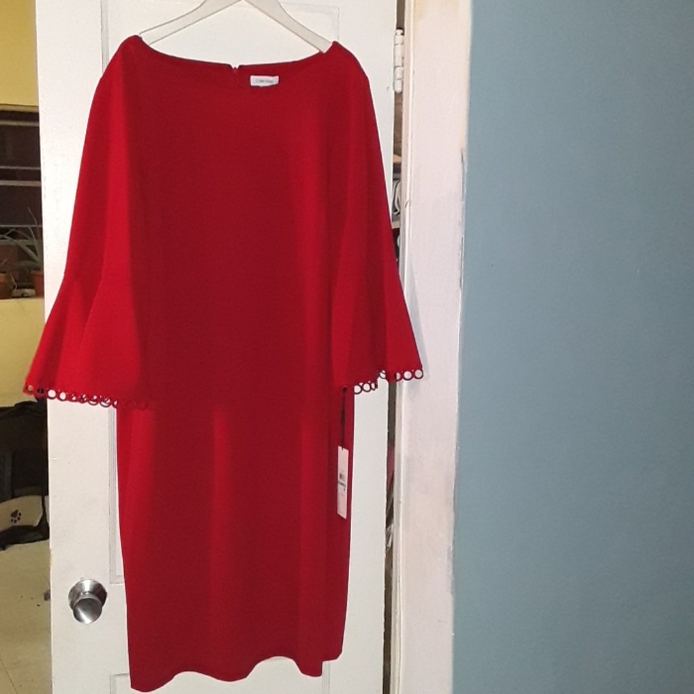 Calvin Klein bell sleeve red dress plus size 20W